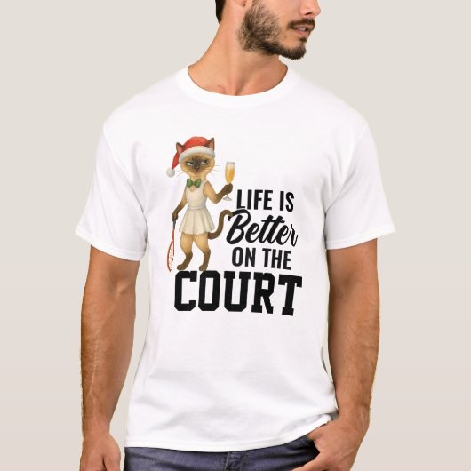 Tennis Christmas themed for Cat lovers Tシャツ (正面)