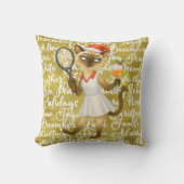 Tennis Christmas themed for player who loves cat クッション (正面)