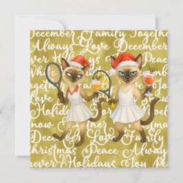 Tennis Christmas themed for player who loves cat シーズンカード
