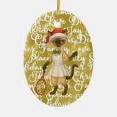 Tennis Christmas themed for player who loves cat セラミックオーナメント (正面)