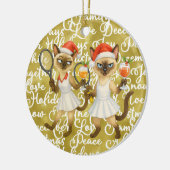 Tennis Christmas themed for player who loves cat セラミックオーナメント (左)