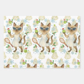 Tennis Christmas themed for player who loves cat ラッピングペーパーシート (正面2)