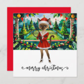 Tennis Christmas themed for Siamese Cat lovers シーズンカード (正面/裏面)