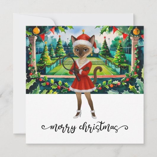 Tennis Christmas themed for Siamese Cat lovers シーズンカード (正面)