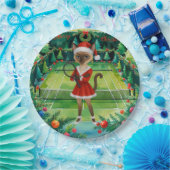 Tennis Christmas themed for Siamese Cat Lovers ペーパープレート (パーティー)