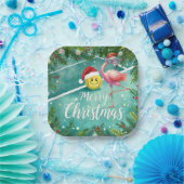 Tennis Christmas with Flamingo themed  ペーパープレート (パーティー)