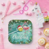 Tennis Christmas with Flamingo themed  ペーパープレート (パーティー)