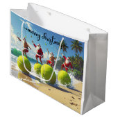 Tennis Christmas with Santa Claus  ラージペーパーバッグ (正面アングル)