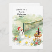 Tennis Christmas with Snowman  招待状 (正面/裏面)