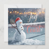 Tennis Christmas With Snowman Festive Holiday シーズンカード (正面)
