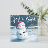 Tennis Christmas With Snowman  Festive Holiday  シーズンカード (スタンド正面)