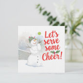 Tennis Christmas With Snowman  Festive Holiday  シーズンカード (スタンド正面)