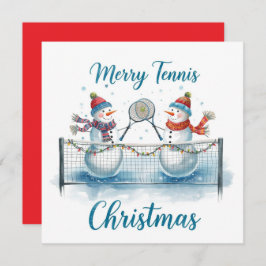 Tennis Christmas With Snowman Festive Holiday シーズンカード