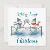 Tennis Christmas With Snowman Festive Holiday シーズンカード (正面)