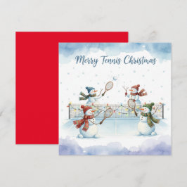 Tennis Christmas With Snowman Festive Holiday シーズンカード