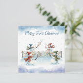 Tennis Christmas With Snowman  Festive Holiday  シーズンカード (スタンド正面)