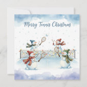 Tennis Christmas With Snowman  Festive Holiday  シーズンカード (正面)
