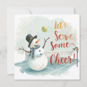 Tennis Christmas With Snowman  Festive Holiday  シーズンカード (正面)