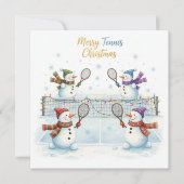 Tennis Christmas With Snowman  Festive Holiday  シーズンカード (正面)