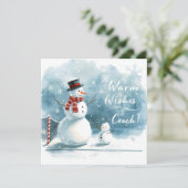 Tennis Christmas With Snowman  Festive Holiday  シーズンカード (スタンド正面)