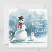 Tennis Christmas With Snowman  Festive Holiday  シーズンカード (正面)