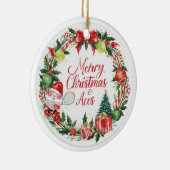 Tennis Christmas with tennis ball and Santa   セラミックオーナメント (右)