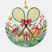 Tennis Christmas with tennis ball and Santa   セラミックオーナメント (裏面)