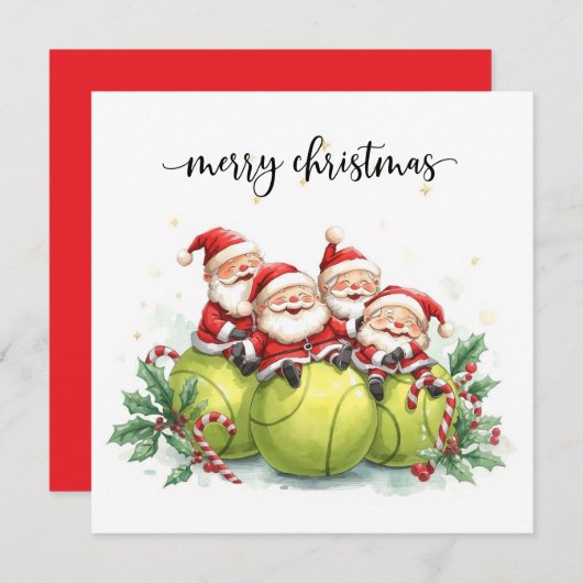 Tennis Christmas with tennis themed  シーズンカード (正面/裏面)