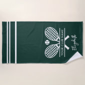 Tennis Club Name Team Swag Green Custom ビーチタオル (正面)