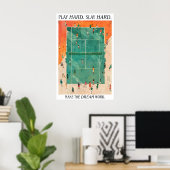 Tennis Court Art Print Play Hard Slay Hard ポスター (ホームオフィス)