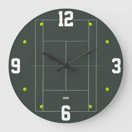 Tennis Court Design Sports Fan Home Decor ラージ壁時計 (正面)