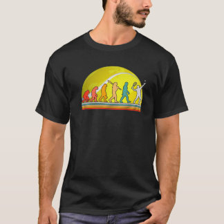 Tennis Court human Evolution Player Clay Court Fun Tシャツ