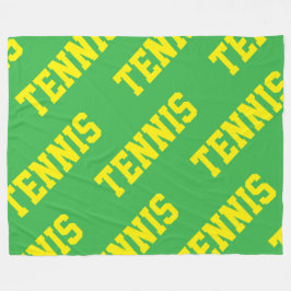 TENNIS Diagonal Bright Yellow Text On Kelly Green フリースブランケット