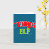 Tennis Elf Christmas Family Matching Group Xmas  カード (黄色い花)