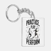 Tennis et motivation - practice play perform キーホルダー (正面左)