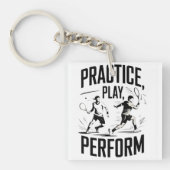 Tennis et motivation - practice play perform キーホルダー (正面)