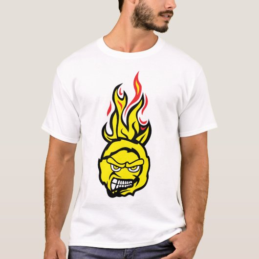 tennis face cartoon flamme 13 fire feroce attack  tシャツ (正面)