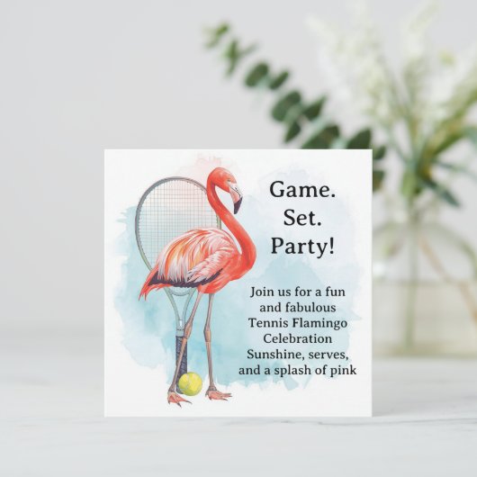 Tennis  Flamingo  with racket and ball invitation  (スタンド正面)