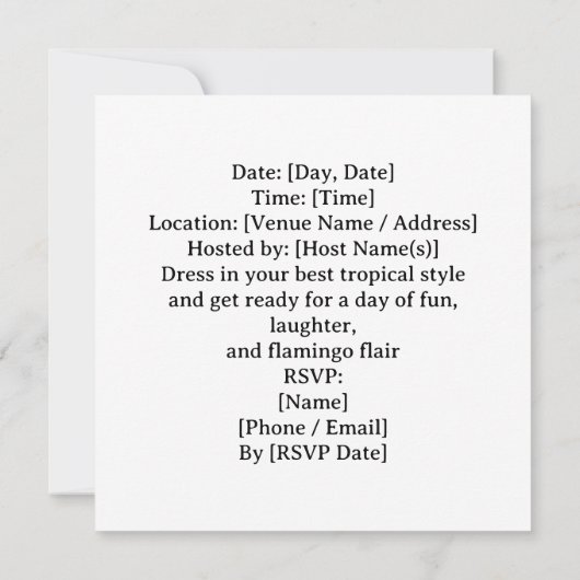 Tennis Flamingo with racket and ball invitation (裏面)