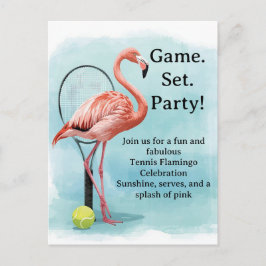 Tennis Flamingo with racket and ball invitation ポストカード