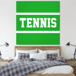TENNIS Fun Athletic Bright Green White Stripes キャンバスプリント