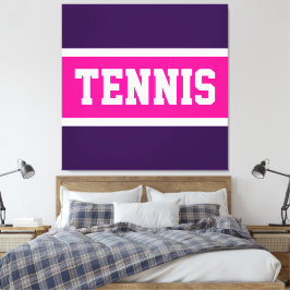 TENNIS Fun Bold Athletic Purple Pink White Stripes キャンバスプリント