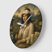 Tennis Funny Mona Lisa ラージ壁時計 (傾斜)
