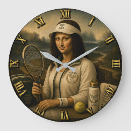 Tennis Funny Mona Lisa ラージ壁時計