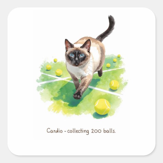 Tennis Funny Saying for Cat Lovers スクエアシール (正面)