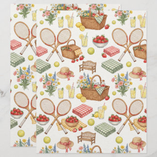Tennis Garden Party Picnic & Fruit Scrapbook Paper