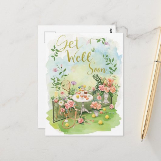 Tennis Get Well Soon  ポストカード (正面/裏面インサイチュ)