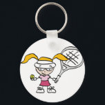 Tennis Gifts & Cards with cute cartoon girl キーホルダー<br><div class="desc">Tennis Gifts & Cards with cute cartoon girl key chain. Imagewear specializes in original tennis t shirts and funny tennis gifts for men, women and kids. View a big selection of unique tennis products in our shop. Many items can be personalized as well with your personal text or name in...</div>