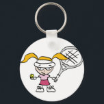 Tennis Gifts & Cards with cute cartoon girl キーホルダー<br><div class="desc">Tennis Gifts & Cards with cute cartoon girl key chain. Imagewear specializes in original tennis t shirts and funny tennis gifts for men, women and kids. View a big selection of unique tennis products in our shop. Many items can be personalized as well with your personal text or name in...</div>