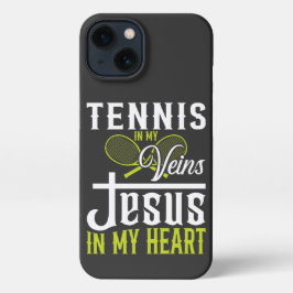 Tennis In My Veins Jesus In My Heart iPhone 13ケース